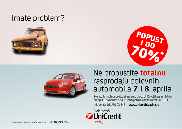 UniCredit Leasing Srbija organizuje rasprodaju polovnih automobila!