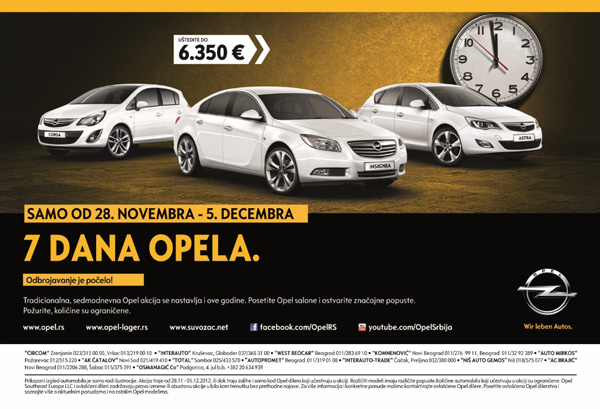 7 dana Opela – Vreme najpovoljnijih ponuda