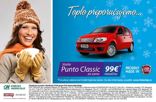Fiat Punto Classic za 99EUR mesečno!
