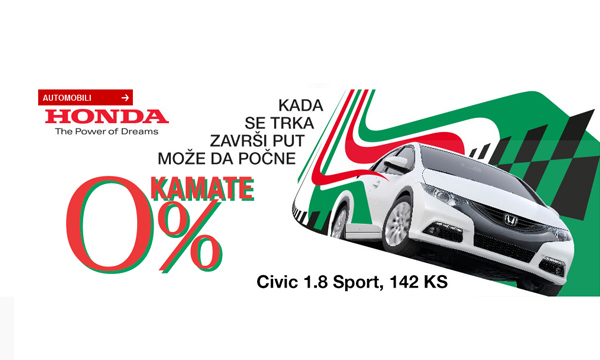 Honda: 0% Kamate za Honda Civic 1.8 Sport