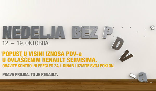 Renault servisi: U toku je NEDELJA BEZ PDV-a