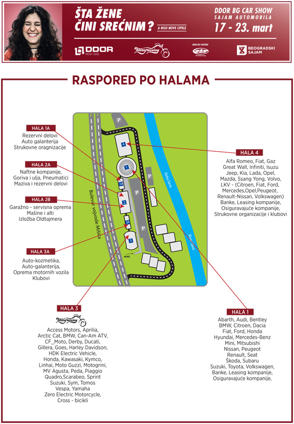 BG Car Show 2016 - Raspored po halama