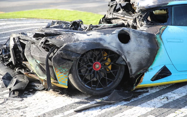 U Pragu zapaljen novi Lamborghini Huracan STO - da li je auto zapaljen zbog Putina?