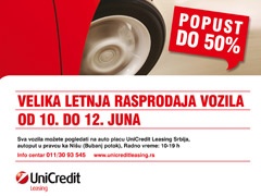 UniCredit Leasing Srbija organizuje veliku letnju rasprodaju vozila!