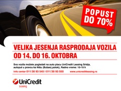 UniCredit Leasing Srbija organizuje veliku jesenju rasprodaju vozila!